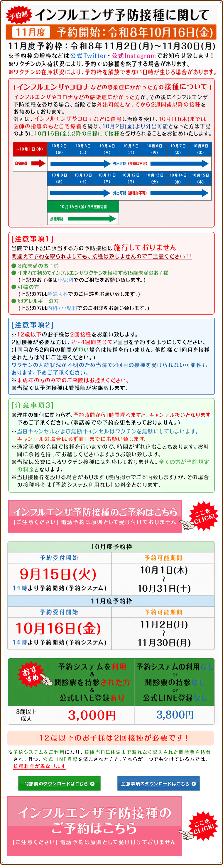 インフルエンザ予防接種に関して